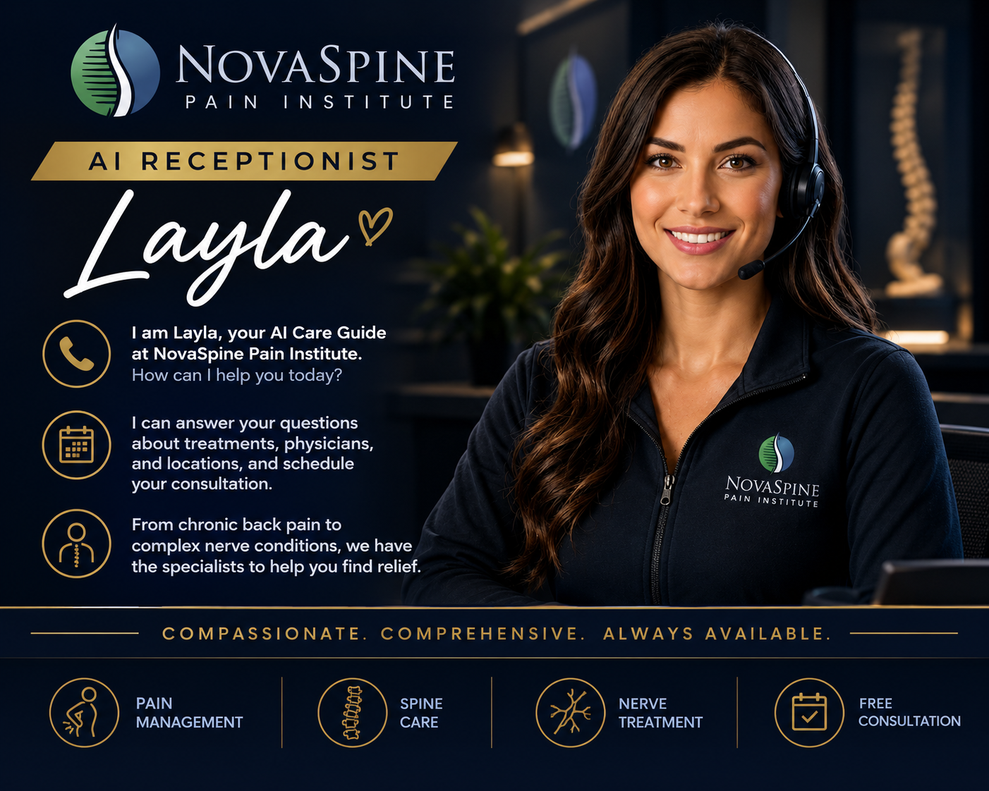 Layla, NovaSpine AI Receptionist